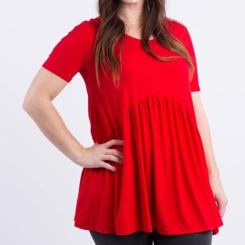 Agnes & Dora Muse Top XXS | Bright Red Babydoll Tunic | NWT